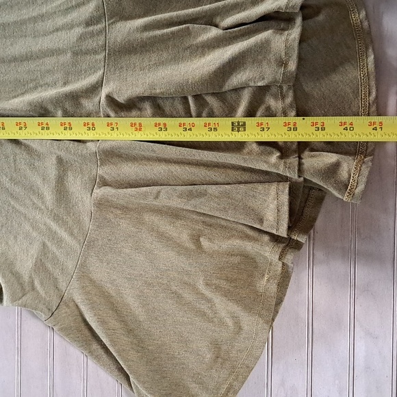 LuLaRoe Olive Green Boho Ruffle Hem Bell Sleeve Loose Fit Modest Midi Dress - Picture 6 of 10